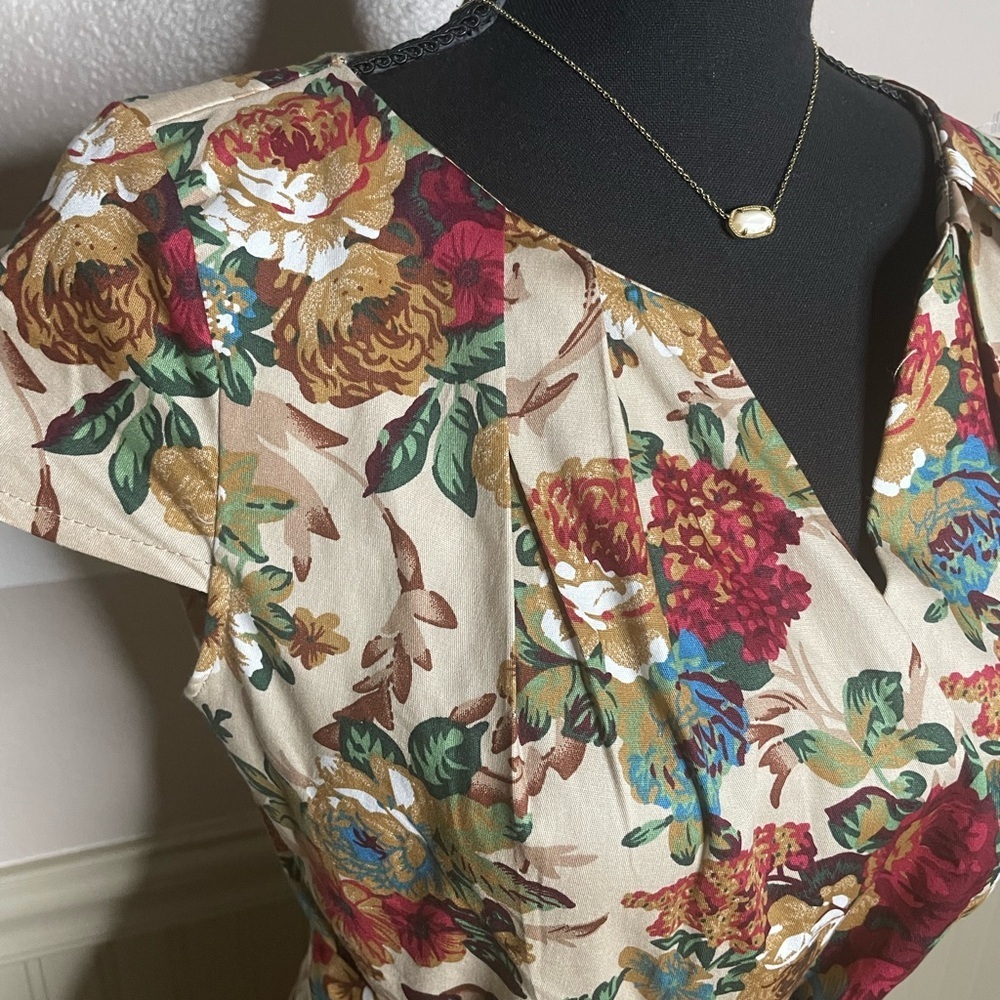 Mint Limit Women Tosa Floral Printed Multi-Color Midi Dress Size Large - Picture 4 of 16